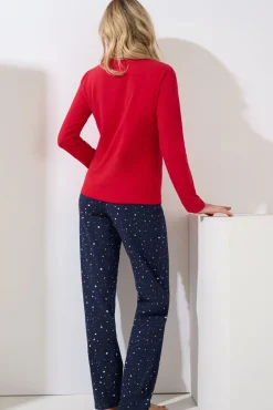 Lisca Pyjama mit Schlafshirt und Hose »Twinkle Star«|Damen Pyjamas