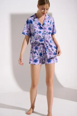 Lisca Pyjama mit Schlafshirt und Shorts »Flowers«|Damen Pyjamas