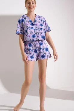 Lisca Pyjama mit Schlafshirt und Shorts »Flowers«|Damen Pyjamas