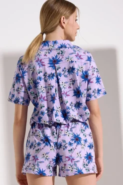 Lisca Pyjama mit Schlafshirt und Shorts »Flowers«|Damen Pyjamas