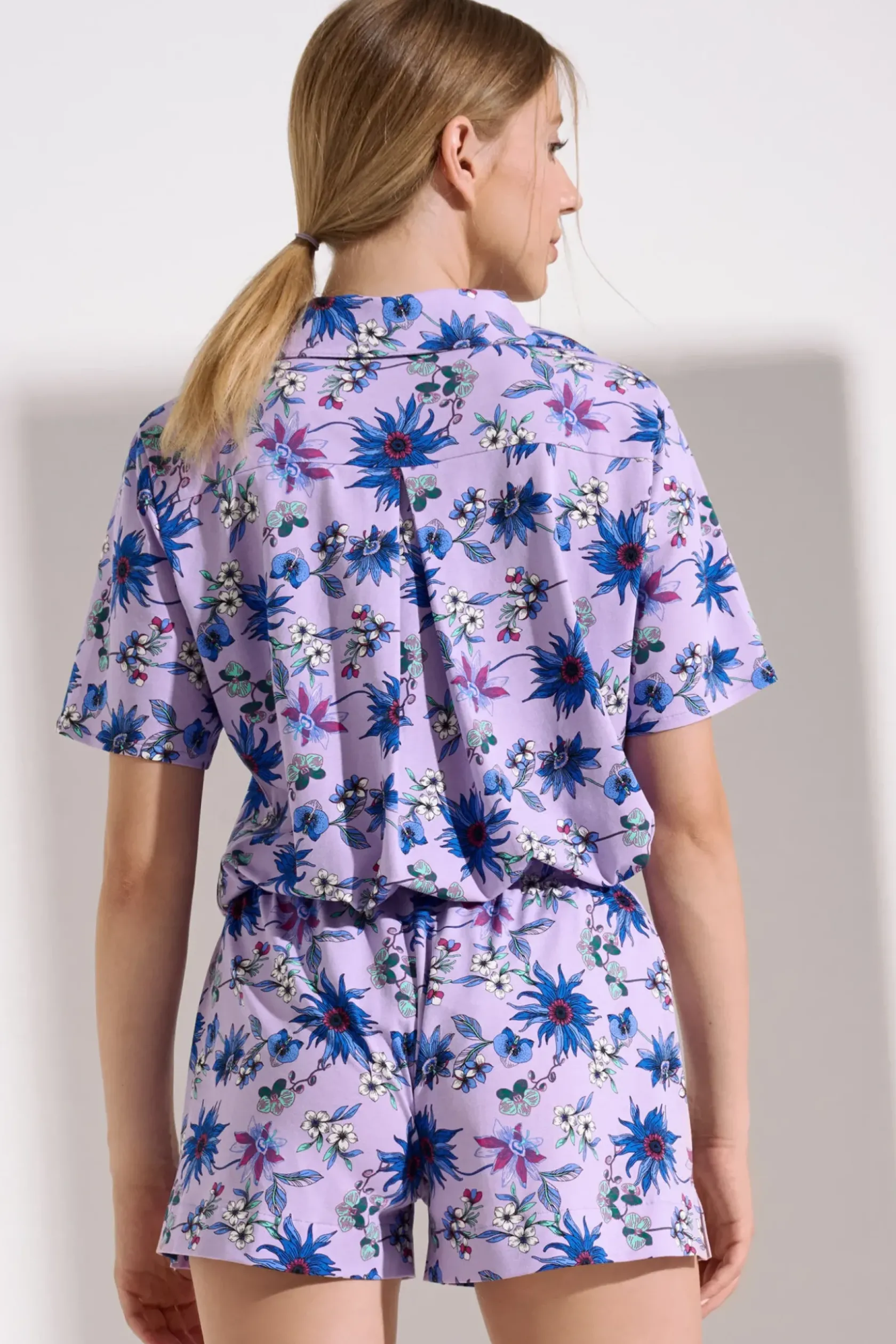 Lisca Pyjama mit Schlafshirt und Shorts »Flowers«|Damen Pyjamas