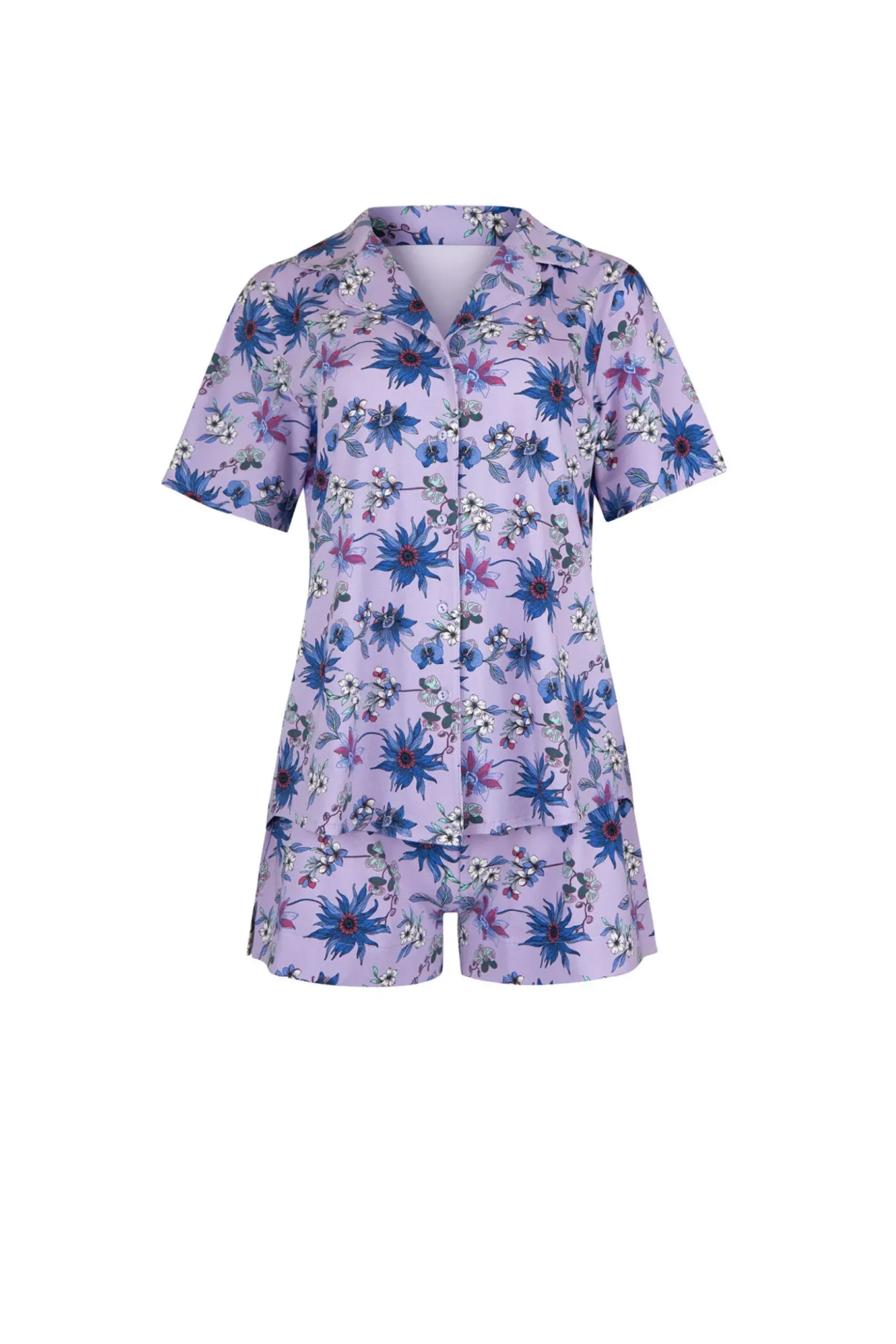 Lisca Pyjama mit Schlafshirt und Shorts »Flowers«|Damen Pyjamas