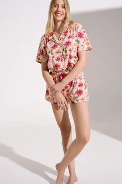 Lisca Pyjama mit Schlafshirt und Shorts »Flowers«|Damen Pyjamas