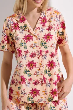 Lisca Pyjama mit Schlafshirt und Shorts »Flowers«|Damen Pyjamas