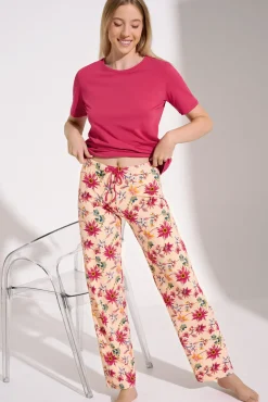 Lisca Pyjama mit Schlafshirt und Hose »Flowers«|Damen Pyjamas