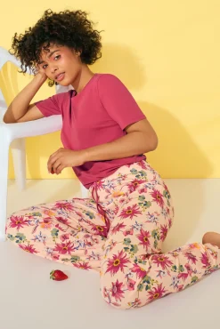 Lisca Pyjama mit Schlafshirt und Hose »Flowers«|Damen Pyjamas