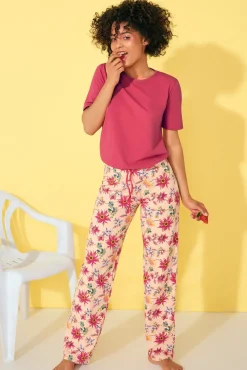 Lisca Pyjama mit Schlafshirt und Hose »Flowers«|Damen Pyjamas