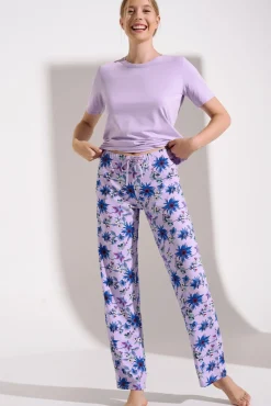 Lisca Pyjama mit Schlafshirt und Hose »Flowers«|Damen Pyjamas