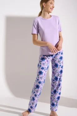 Lisca Pyjama mit Schlafshirt und Hose »Flowers«|Damen Pyjamas