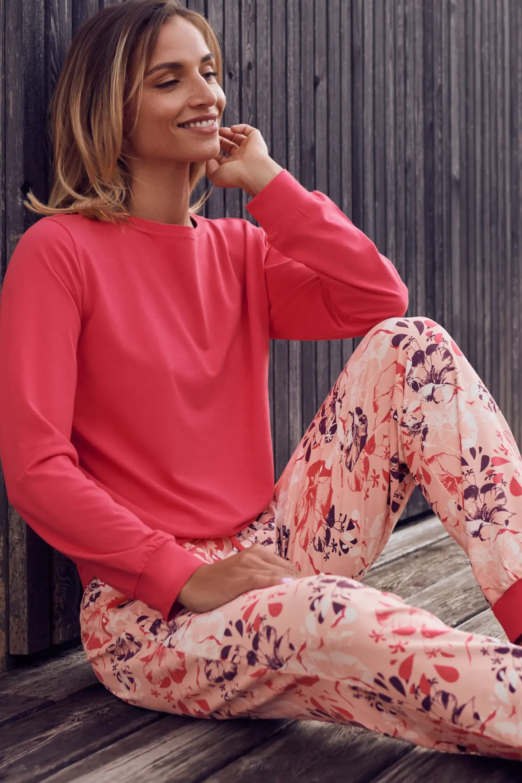 Lisca Pyjama mit Schlafshirt und Hose »Ocean«|Damen Pyjamas