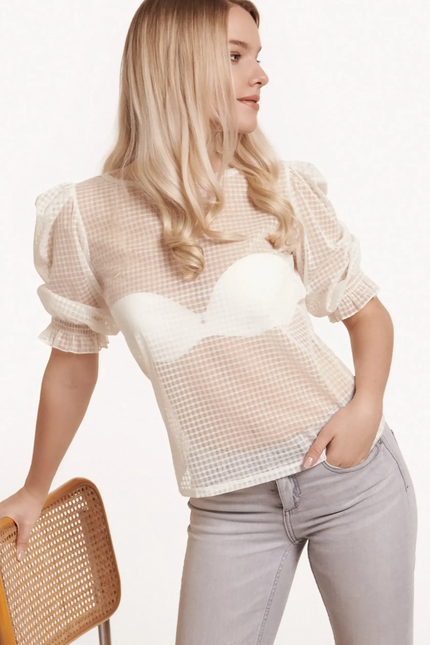 Lisca Transparente Bluse mit Puff-Ärmeln Limitless|Damen Shirts